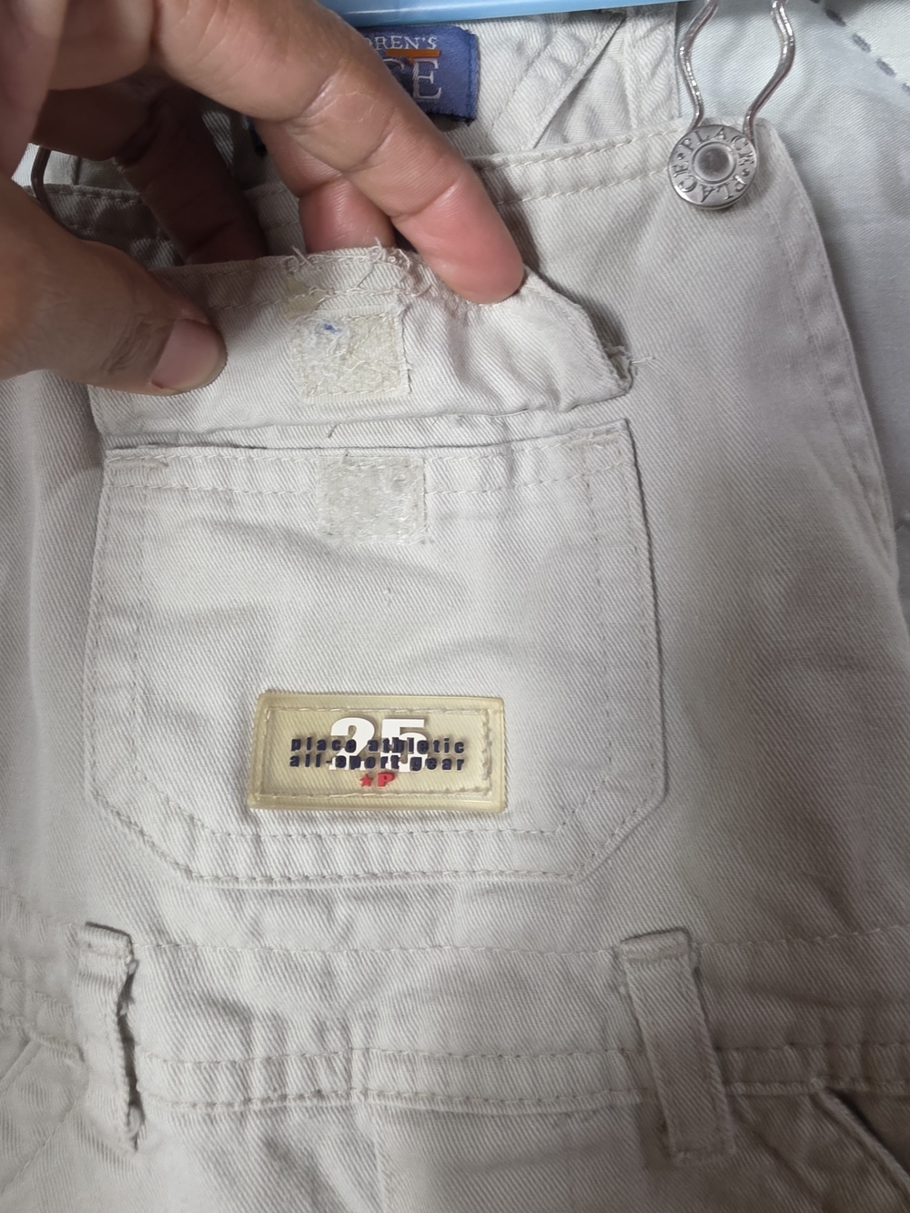 Place  Overalls Toddler Sz 18 Months Chino Cream Chambray Twill Vestbak - Picture 8 of 10